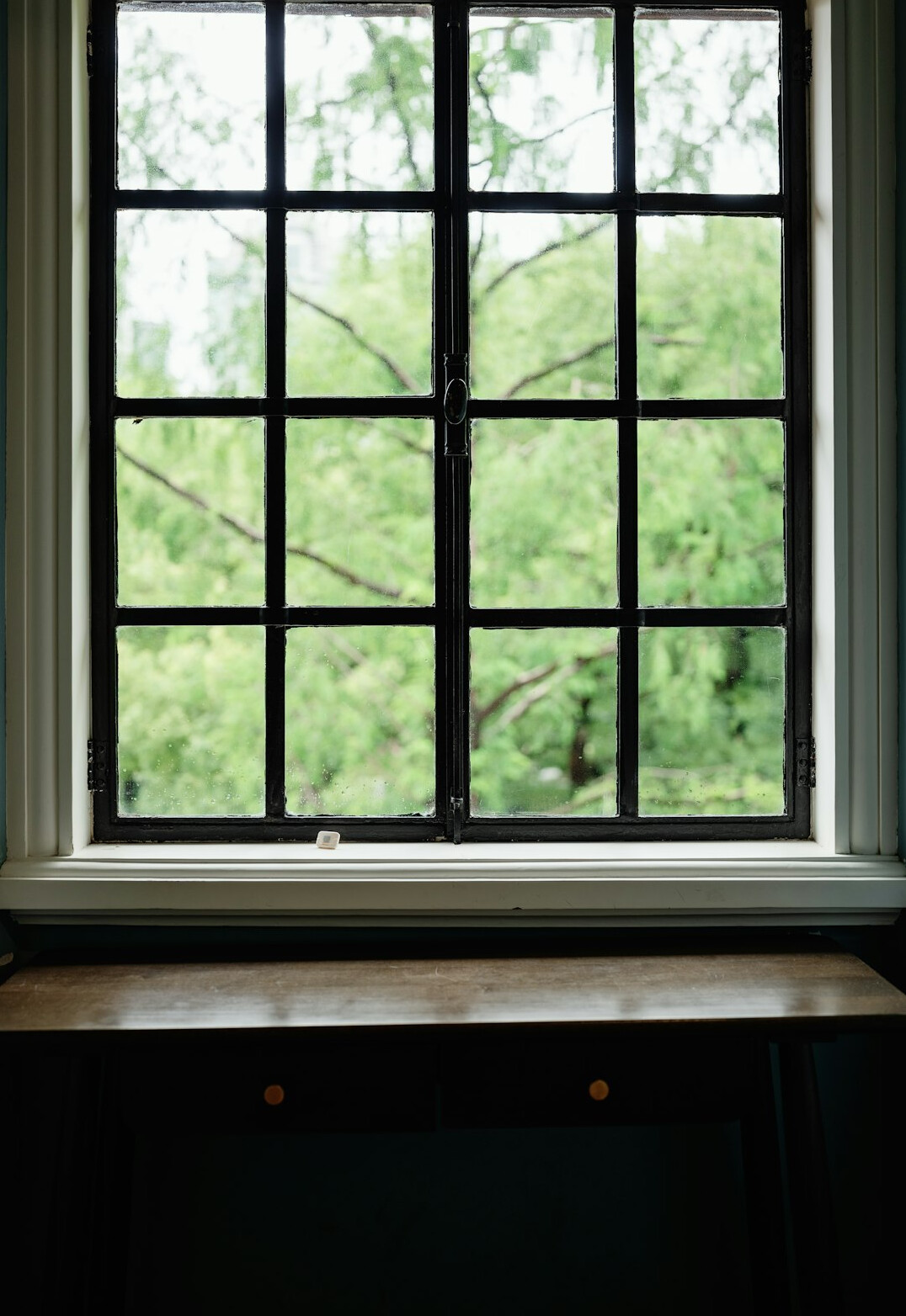 Open laptop and notebook on a desk near a sunlit window